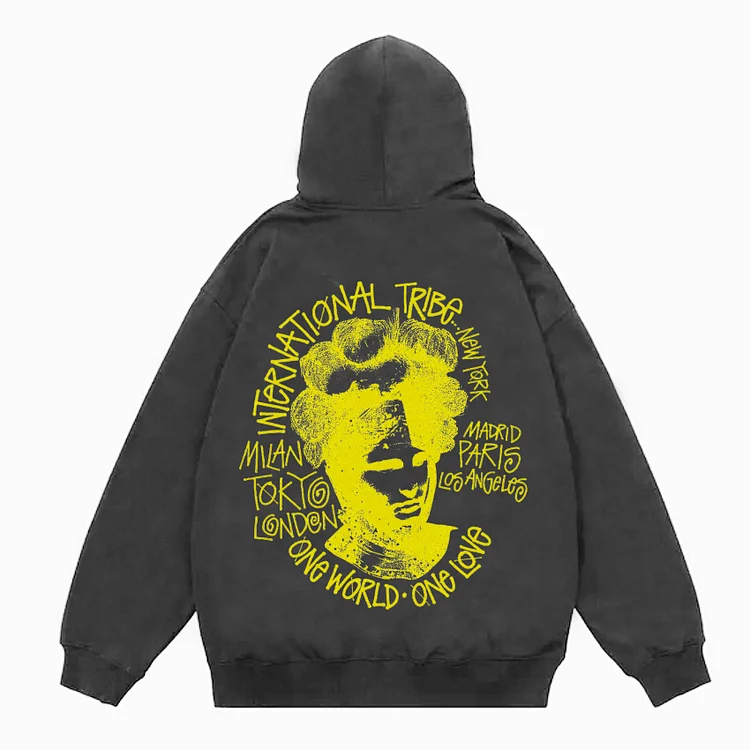 Fashionable Oversize Stussy Camelot Graphic Printed Pocket Hoodie