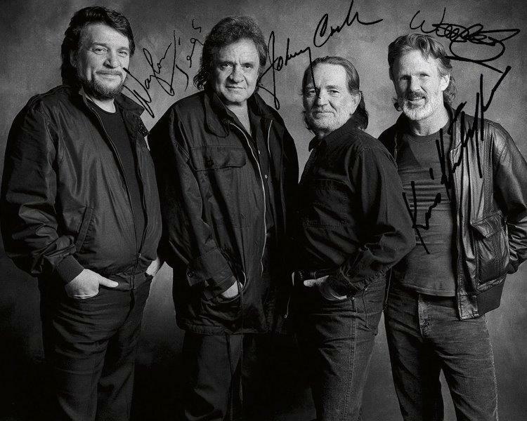 REPRINT - THE HIGHWAYMEN Cash - Waylon - Willie Nelson Signed 8 x 10 Photo Poster painting