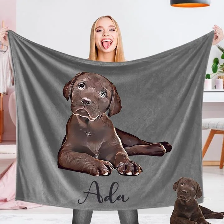 🛏Vangogifts Custom Plush Blanket Personalized Cute Pets Dog Photo Music Fleece Blanket Custom Photo Blankets