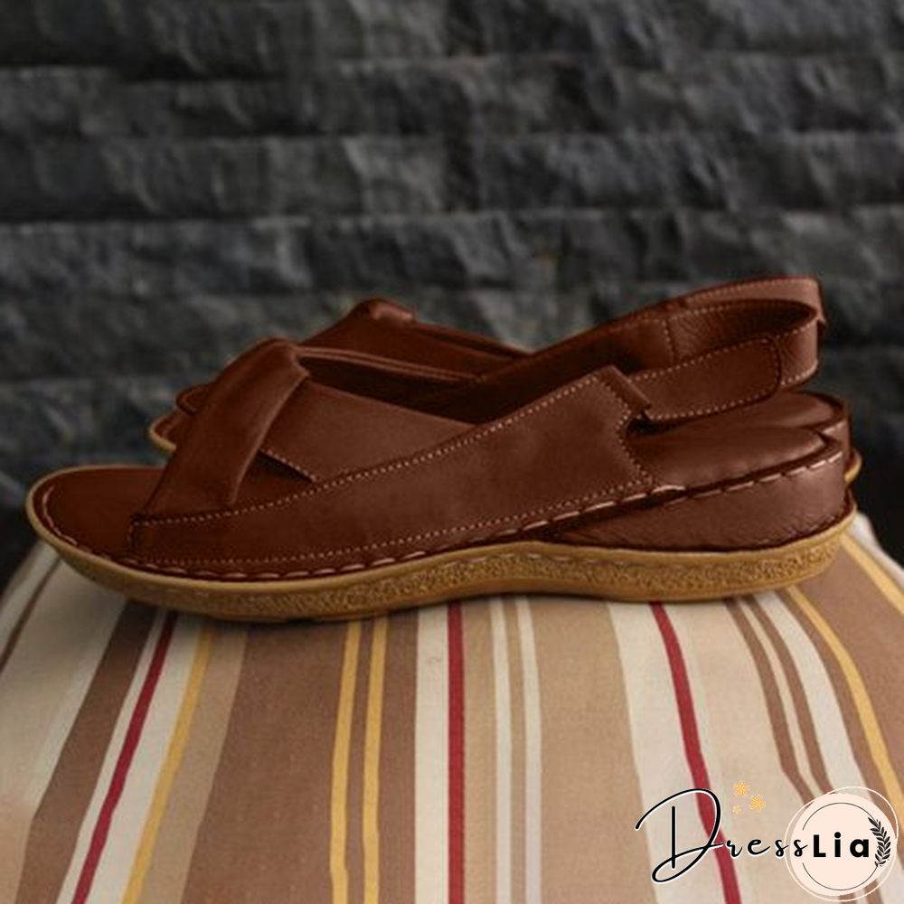 Women Leather Ethnic Summer Comfy Weave Soft Sole Sandals