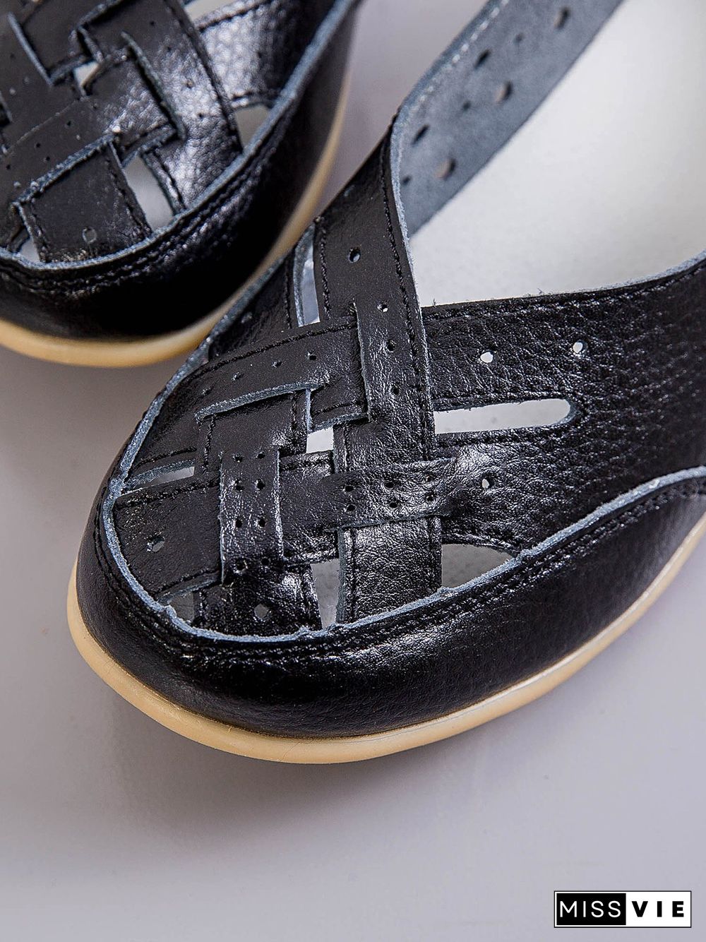 Hollow Leather Soft Sole Shoes