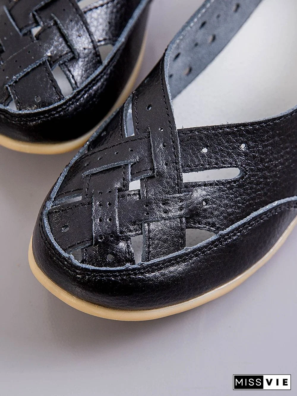 Hollow Leather Soft Sole Shoes