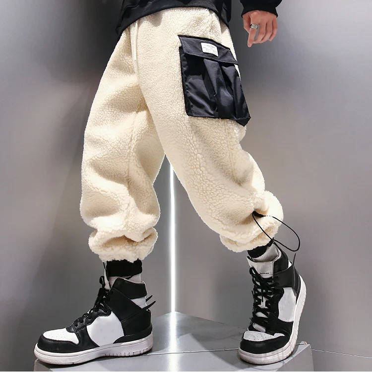 Lamb Wool Large Pocket Workwear Sweatpants