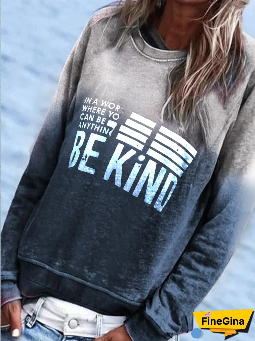 Light Gray Long Sleeve Round Neck Sweatshirts