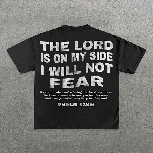 Sopula Vintage The Lord Is On My Side I Will Not Fear Graphic Cotton T-Shirt - SOPULA