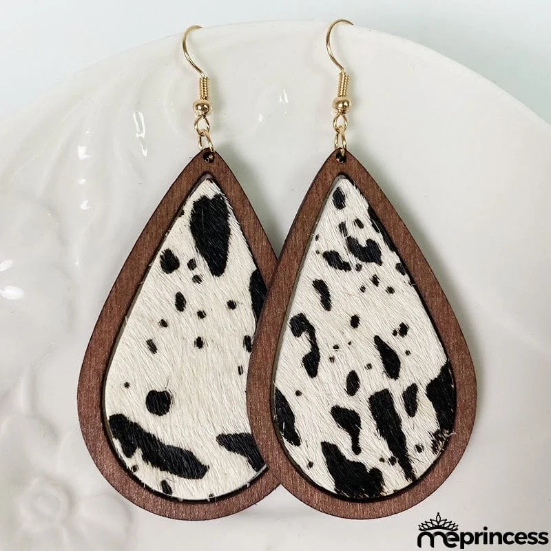 Teardrop Shape Wooden Dangle Earrings