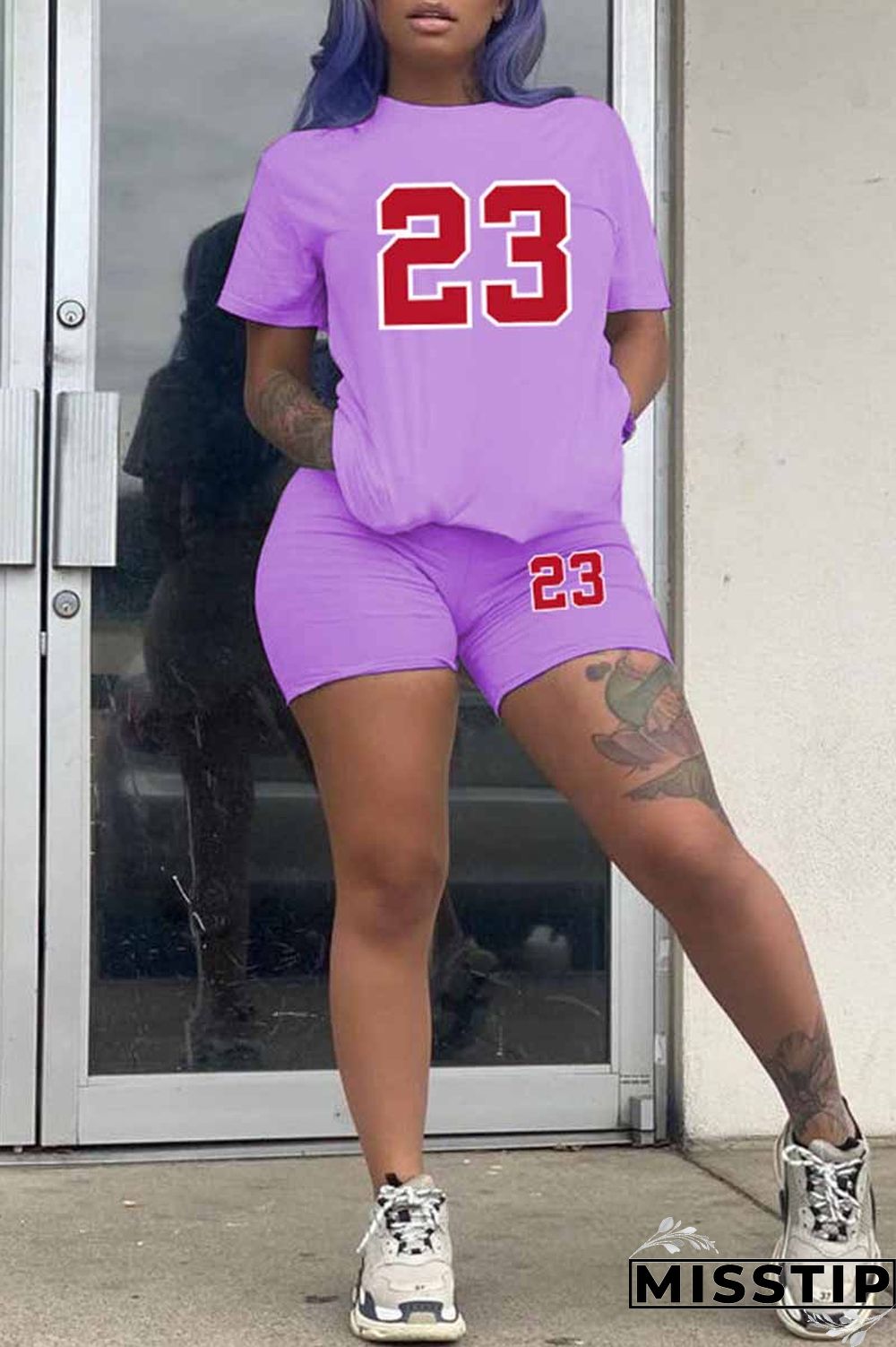 White Casual Print O Neck Short Sleeve Two Pieces