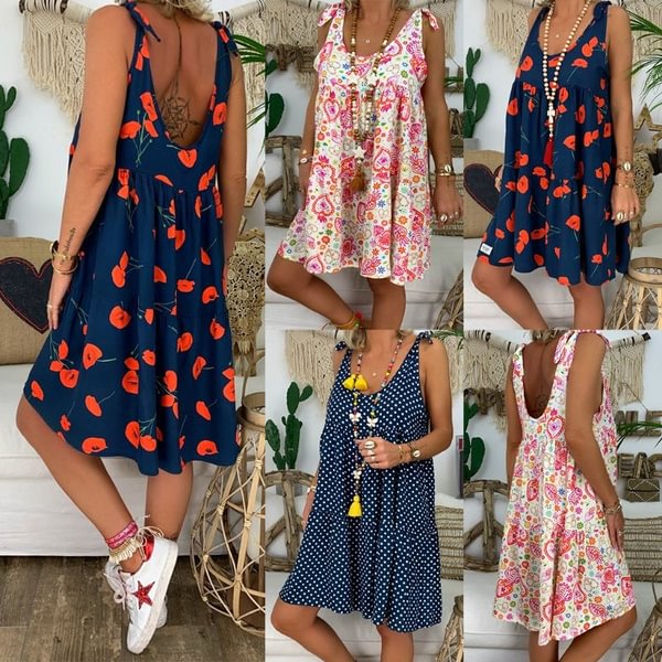 Plus Size Women Retro Boho Sleeveless Summer Beach Casual Tops Shirt Mini Dress VIN - Shop Trendy Women's Fashion | TeeYours