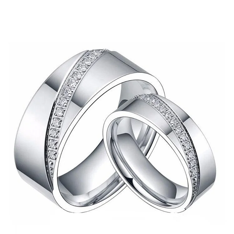 6mm/8mm Cubic Zirconias Inlay Titanium Couples Rings