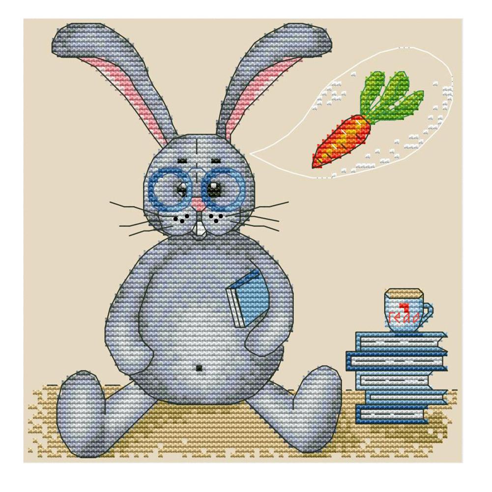 

Rabbit Who Loves To Eat Radish - 14CT Stamped Cross Stitch - 21*21cm, 501 Original