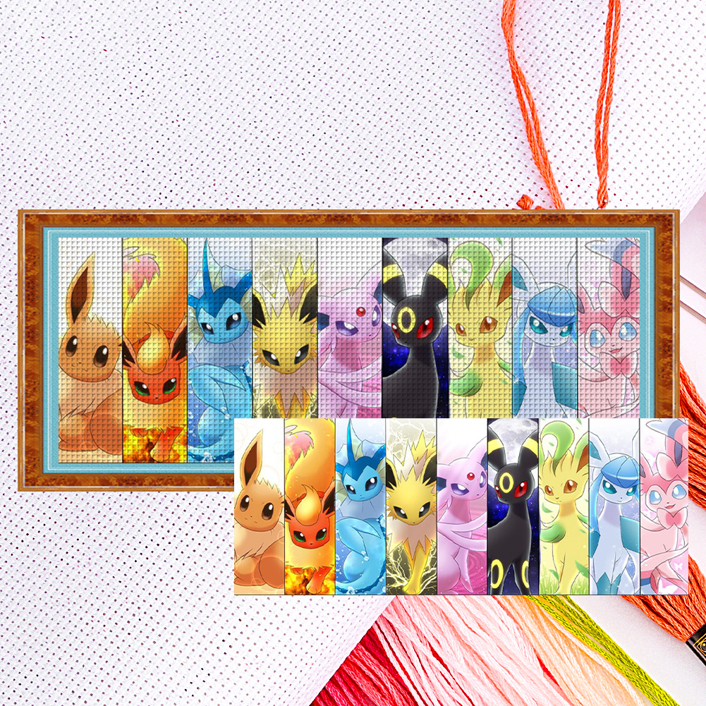 Pokémon Full 11CT Counted Canvas(100*40cm) Cross Stitch