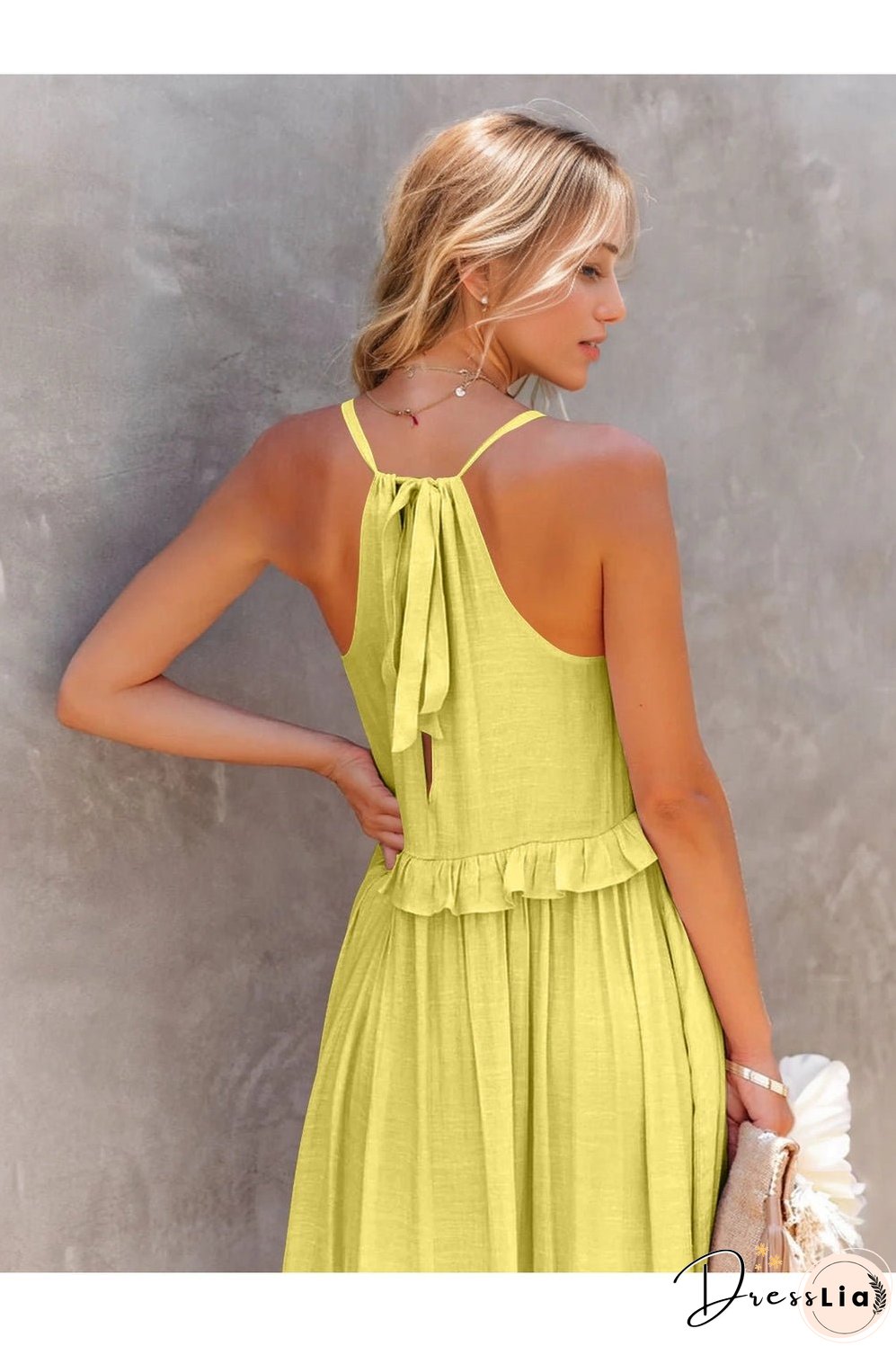 Ruffled Sleeveless Tiered Maxi Dress with Pockets