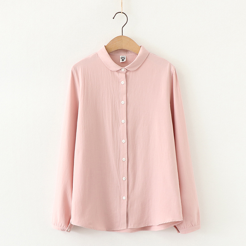 Women Casual Peter Pan Collar Tops Tunic Blouse Shirt