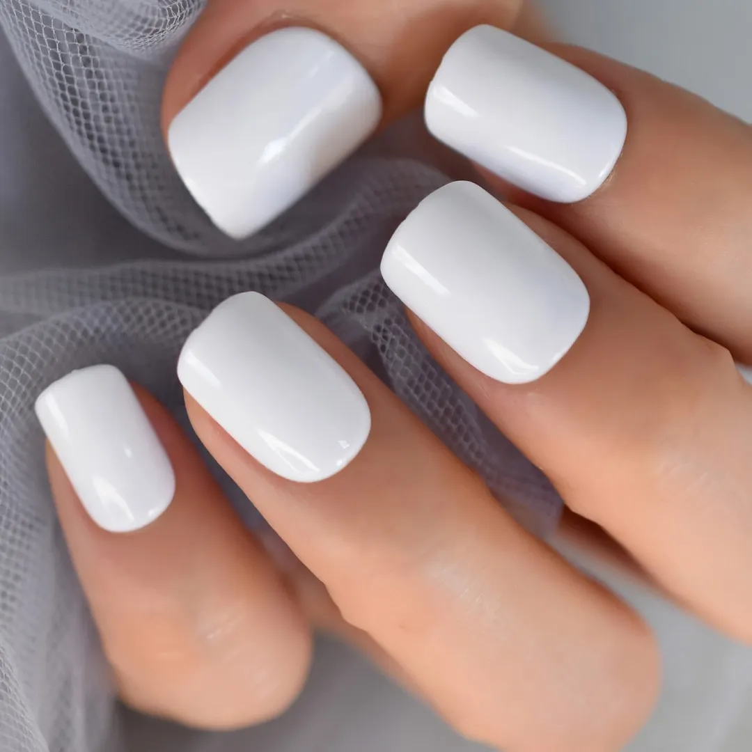 Pure Color Nails UV Polish Oval Faux Nails Light Taro Purple Glossy Nail Artificial Tips with Gluetabs 24pcs-Nail Inspo