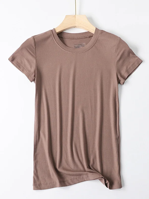 9 Colors Short Sleeve Round-Neck Roomy Casual T-Shirts