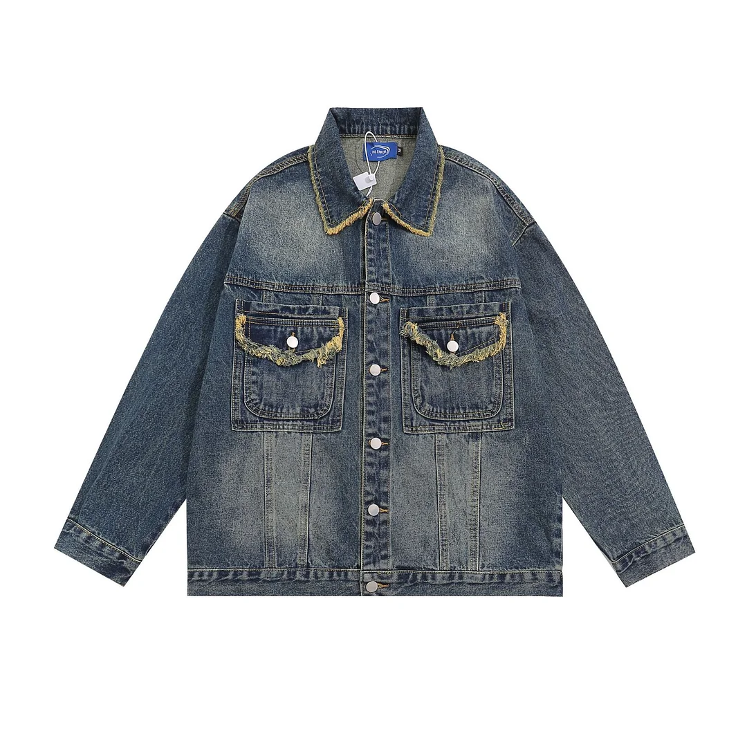 Women's Retro Multi Pocket Lapel Denim Jacket