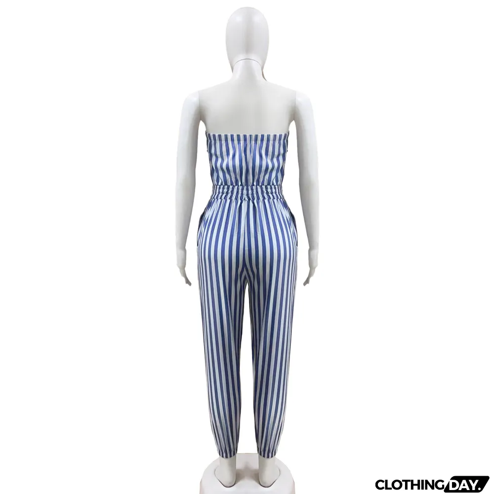 Ladies Striped Bandeau Jumpsuit