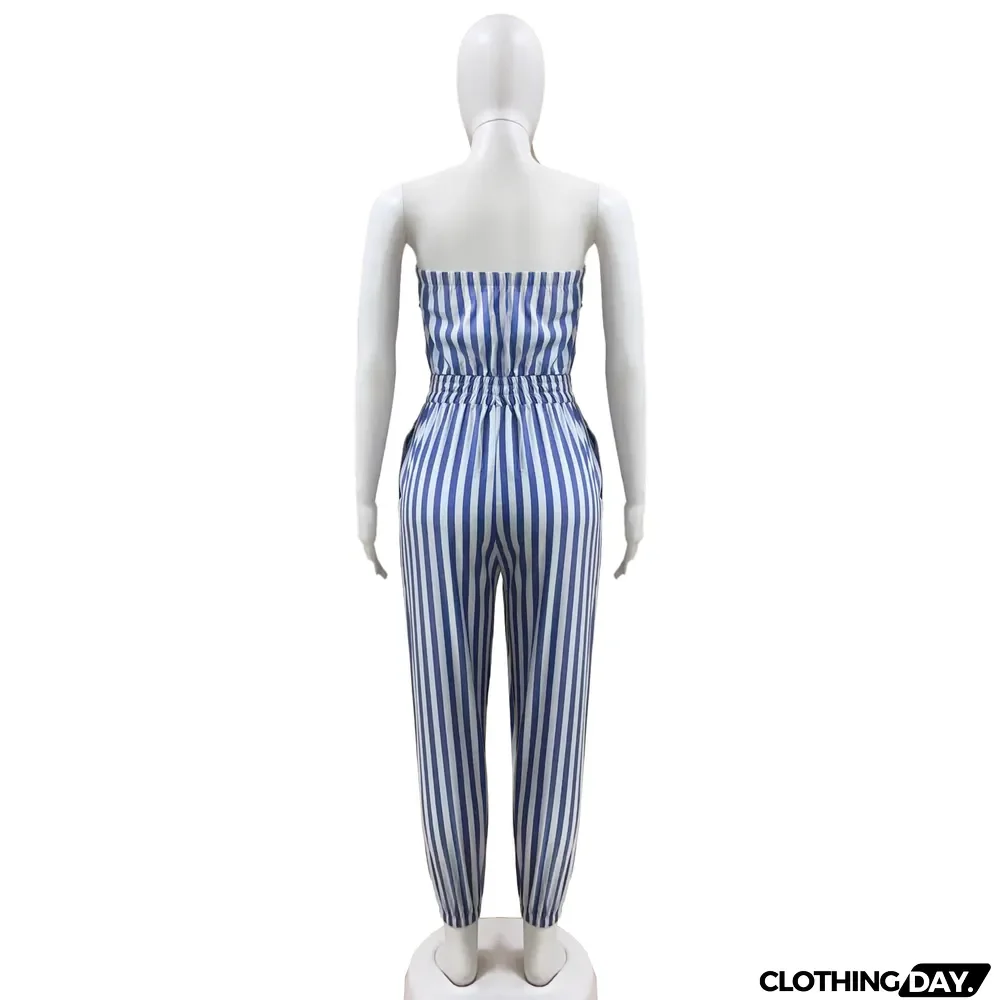 Ladies Striped Bandeau Jumpsuit