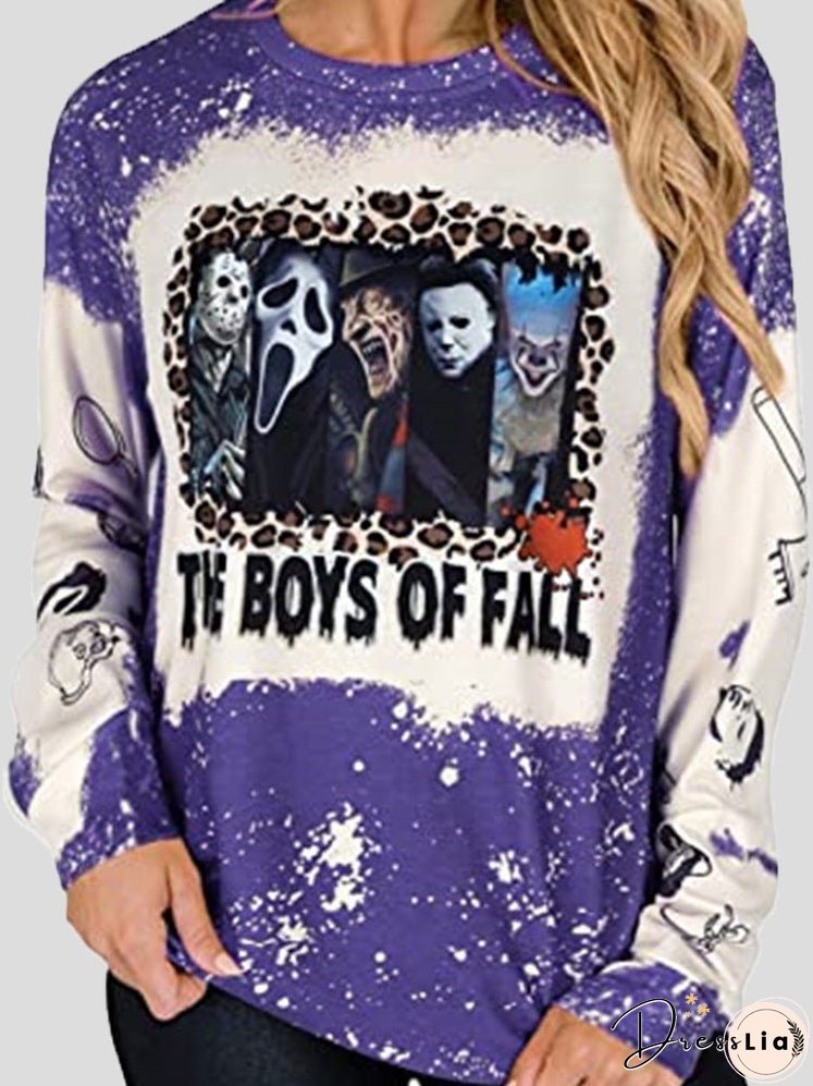 T-Shirts Printed Round Neck Long Sleeve Casual T-Shirt for Women