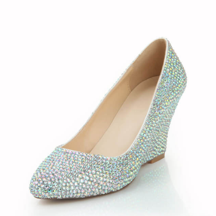 VCSHOES Point Toe  Multicolor Glitter Rhinestone Pumps