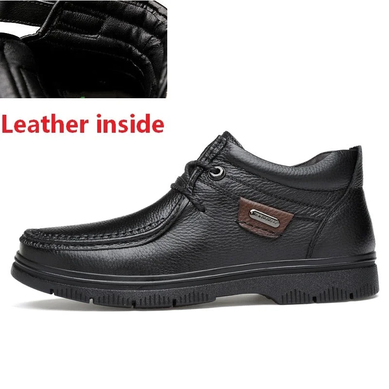 Size 47 New Mens Genuine Leather Boots 2021 Fashion High Top Winter Shoes Lace Up Ankle Boots Autumn Shoes Men Warm Footwear