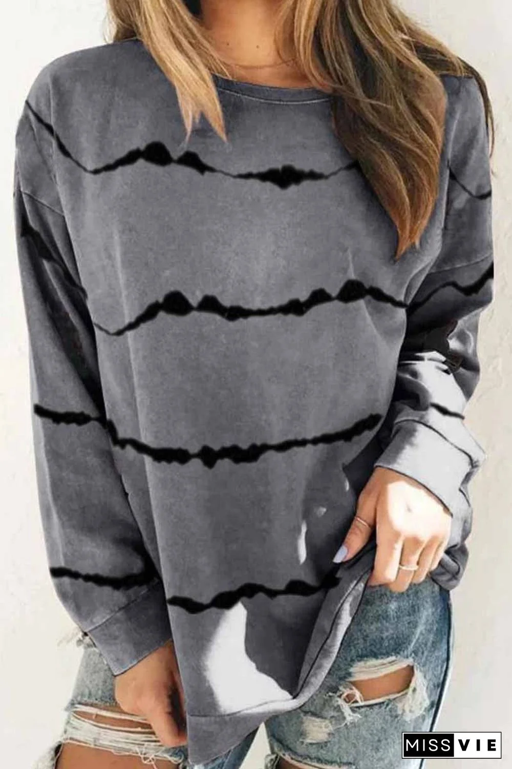 Tie-dye Striped Print Top