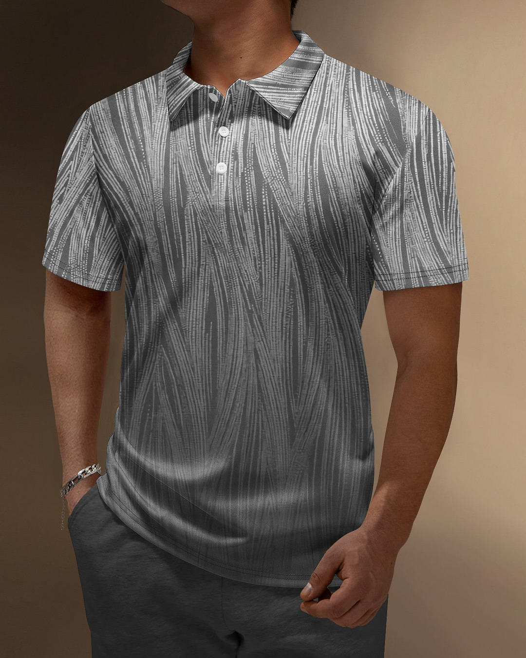 Men's Gradient Print Short Sleeve Polo Shirt 022