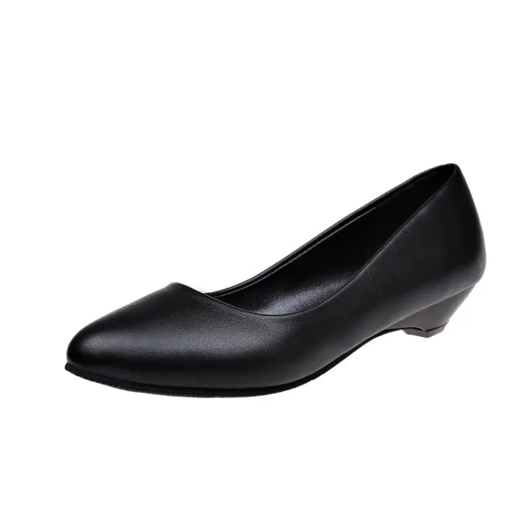 Yyvonne New White-Collar Low-Heeled Work Shoes Fashion Leather Coarse OL Single Shoes Vietnamese Side Trade Dress Women's Shoes