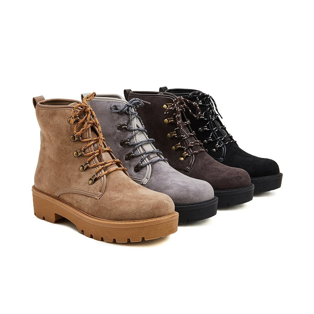 Women Trendy Suede Lace-Up Snow Boots