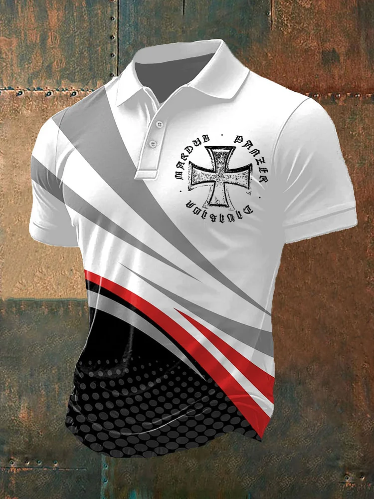 Herren Deutschem Eisernen Kreuz bedruck Polo Shirt