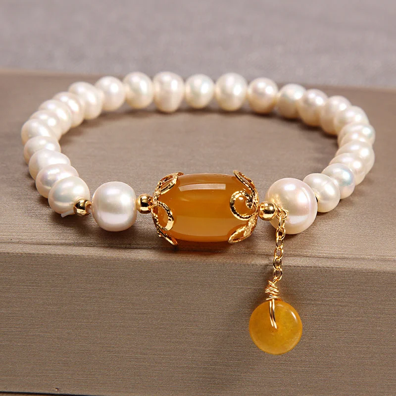 Pearl Agate Beads Protection Bracelet