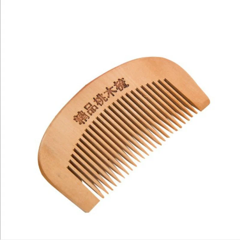 1pc Pocket Comb Natural Peach Wood Small Comb Anti-static Beard Head Massage Hair Comb Brush for Travel Easy To Carry