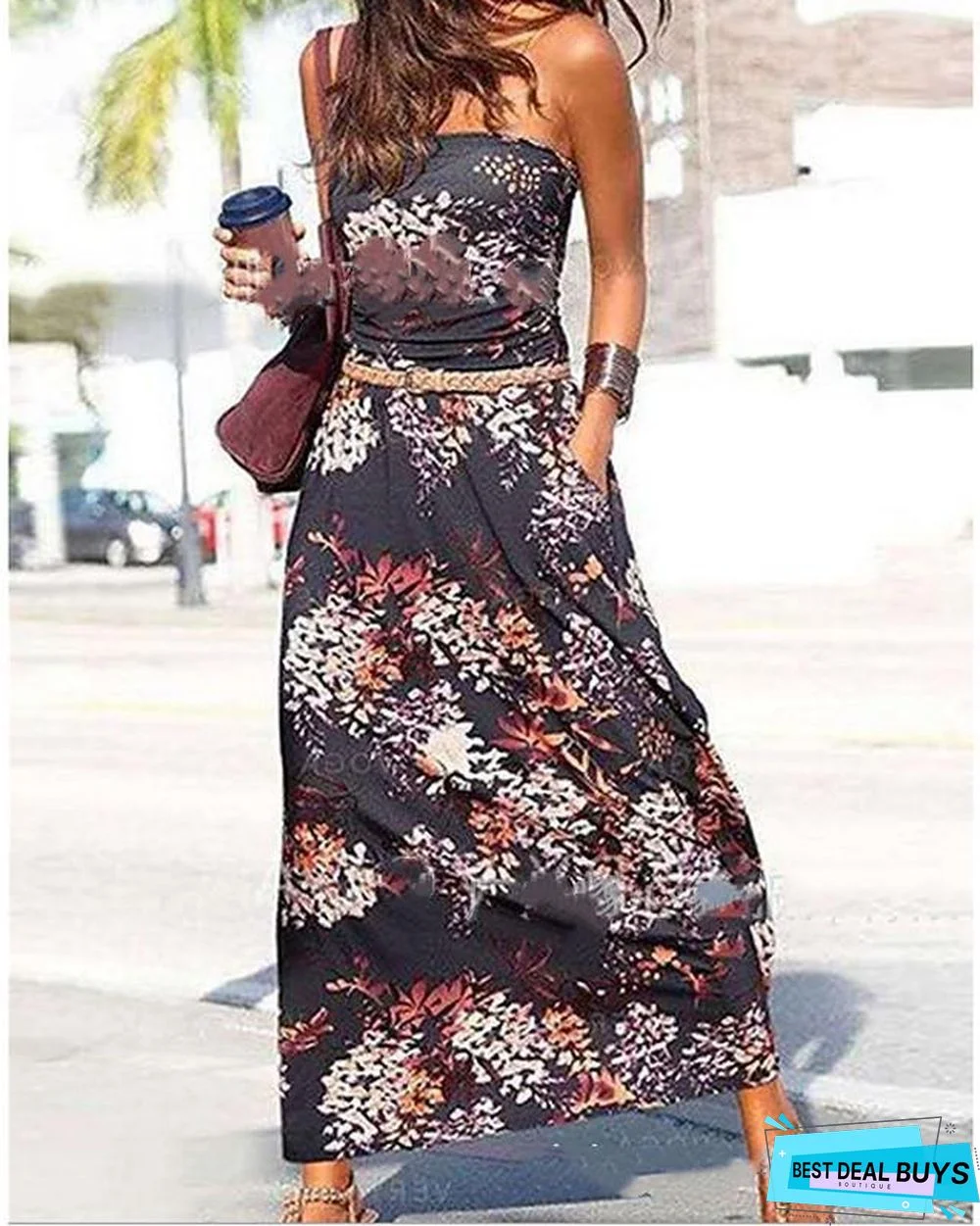 Women's A-Line Dress Maxi Long Dress Sleeveless Print Summer Casual Mumu Black Rainbow