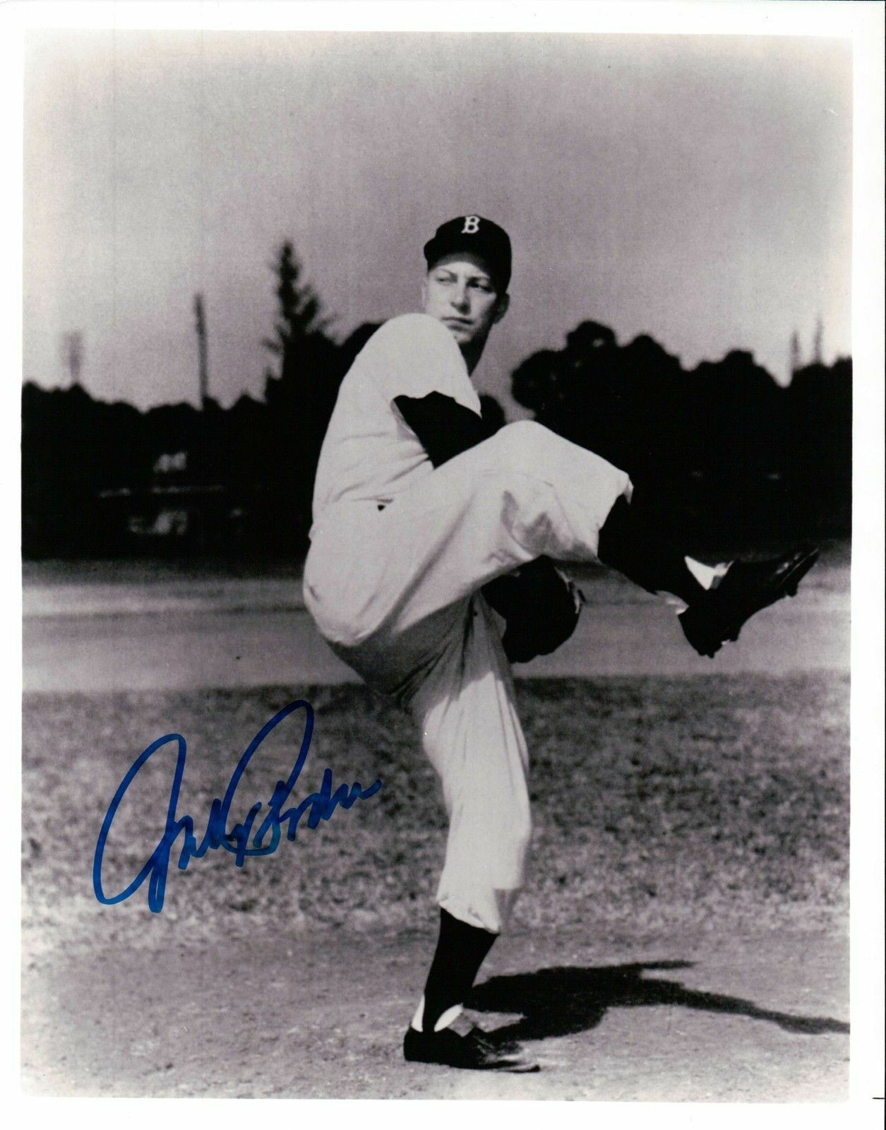 Johnny Podres Signed 8X10 Photo Poster painting Vintage Autograph Dodgers Pose One Leg Auto JSA