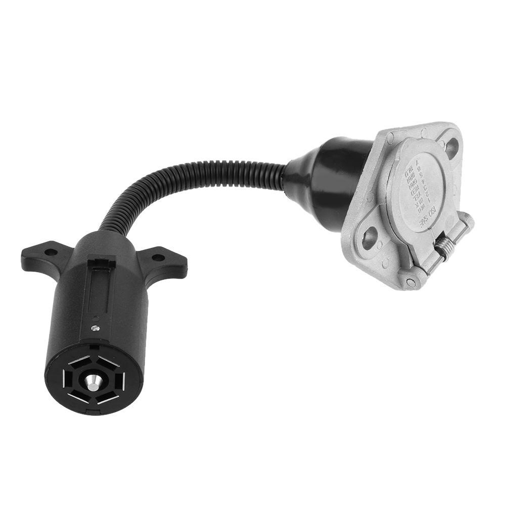 

7 Way Blade to 7 Pole Round Trailer Plug Adapter Connector Cable Black, 501 Original