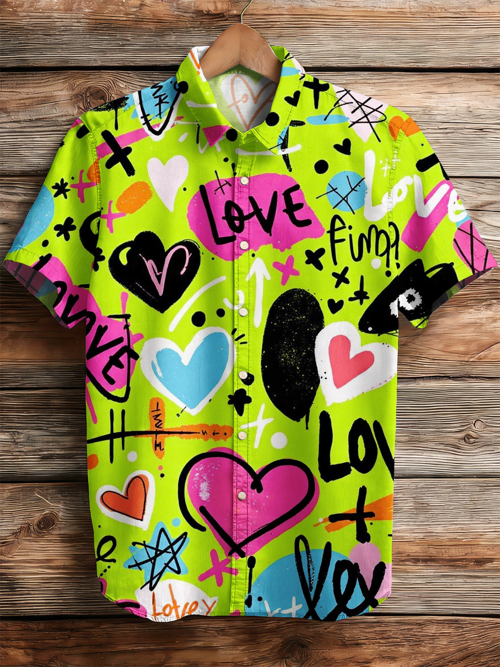 Men's Valentine's Day Graffiti Shirt PLUSCLOTHESMAN