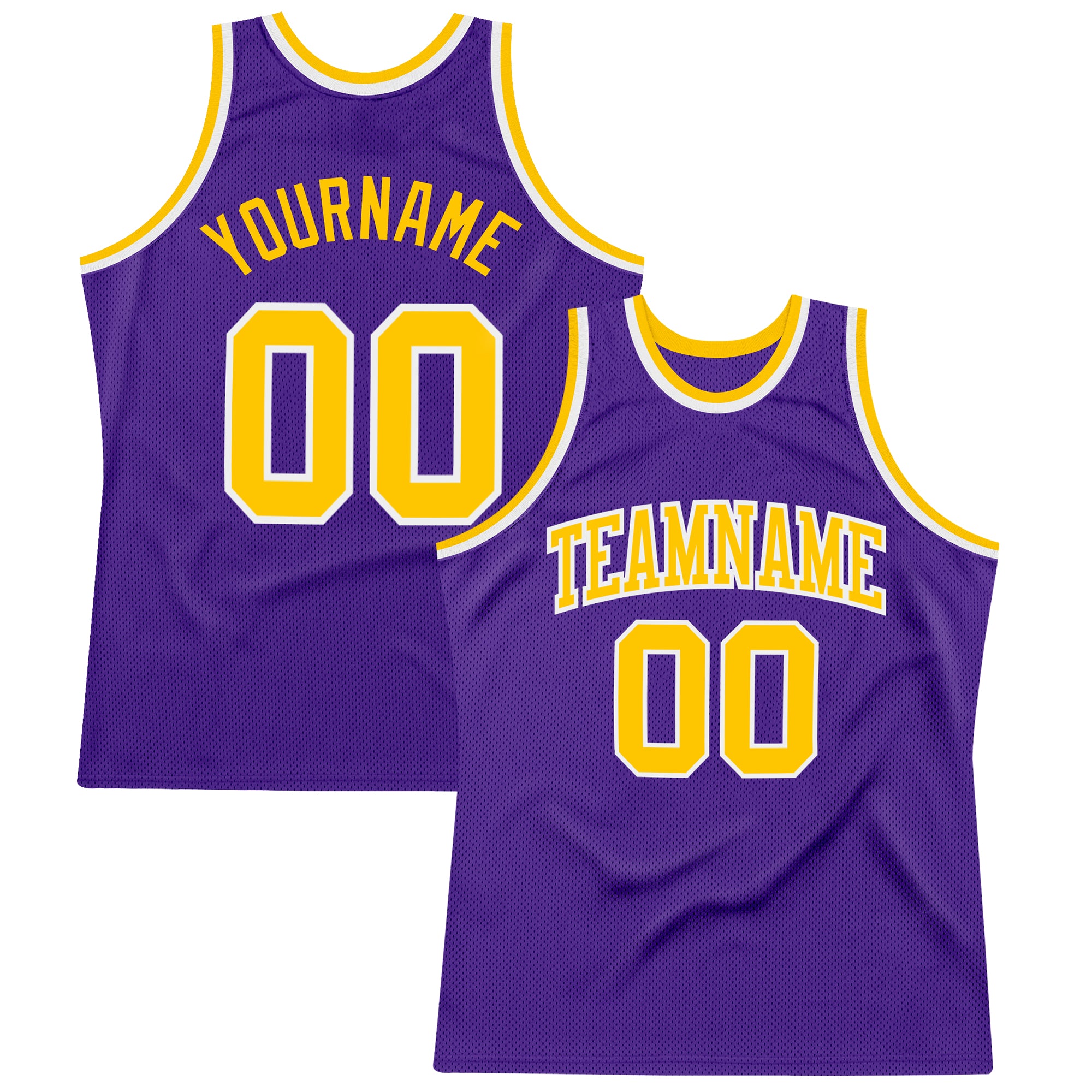 Custom Purple Gold-White Authentic Throwback Basketball Jersey | captainssportss.com