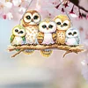 Diamond Painting Acrylic Owl Family Hanging Pendant Home Windows Decor