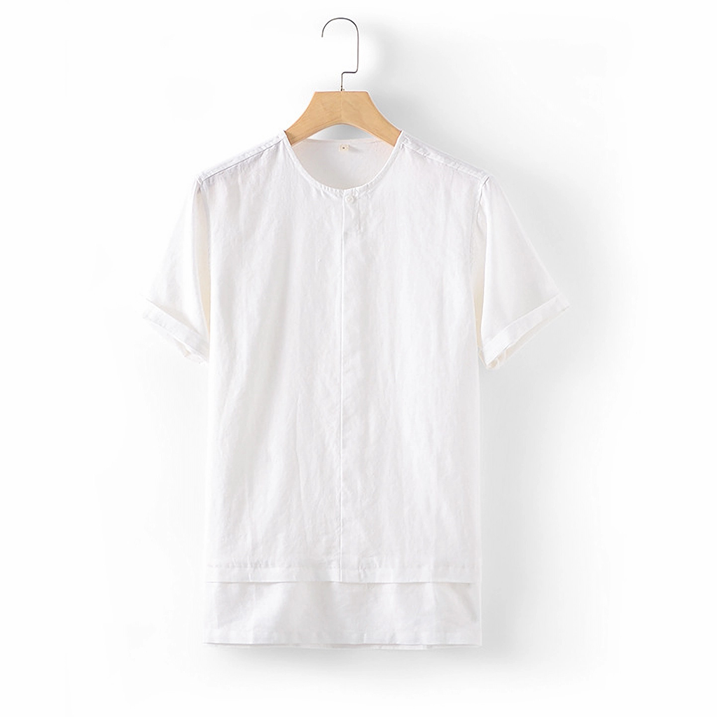 100% European Linen Pullover Men's T-shirt REAL SILK LIFE