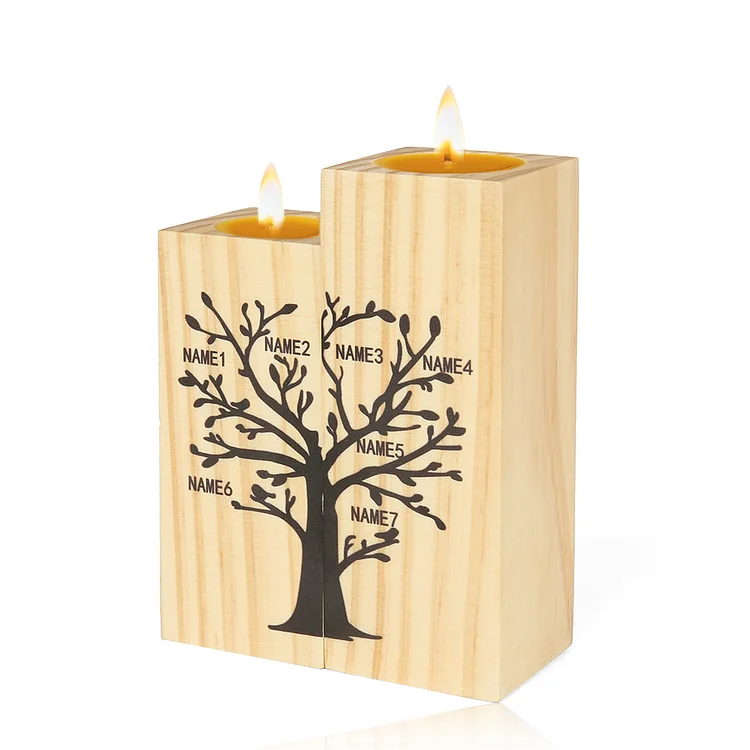 Custom 7 Name  Craft Wooden Candlestick Shelf  Family Decoration Gift
