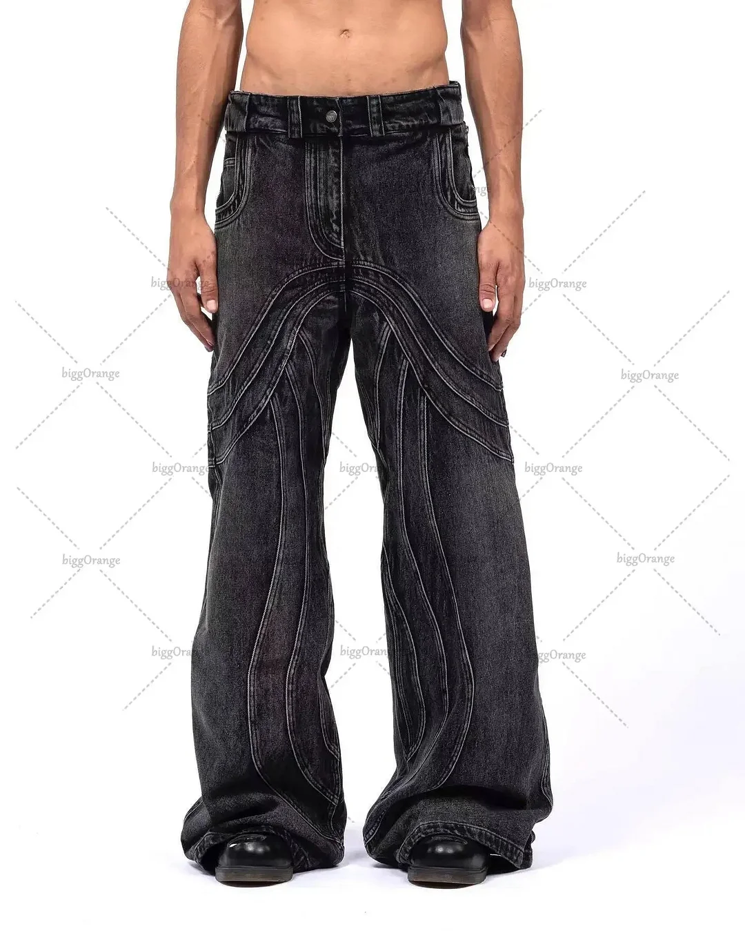 Aonga Y2K Punk Hip Hop Jeans Men Women 2024 Streetwear Coast Work Clothes Ripped Style Loose Washed Clothing Men Floor Mopping Pants aonga