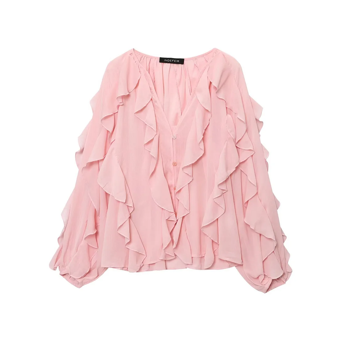 Nigikala Nigikala Spring 2025 New Long Fashion Loose Design Niche Laminated Shirt Top 4786063