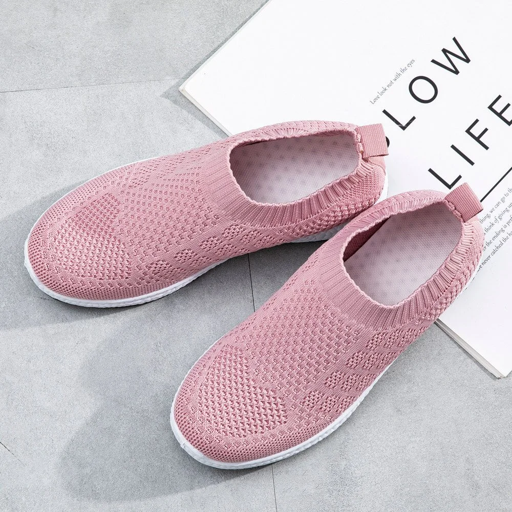 Women Shoes Knitting Sock Sneakers Women Spring Summer Slip On Flat Shoes Women Plus Size Loafers Flats Walking shoes female