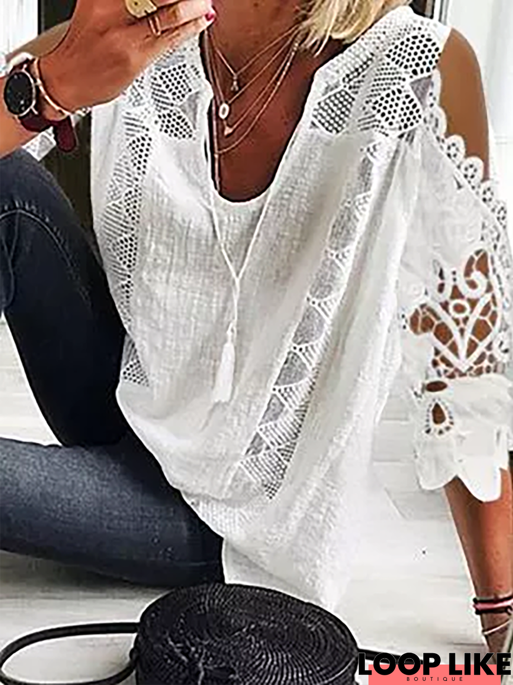 Off Shoulder Cold Shoulder Casual Tunic Top