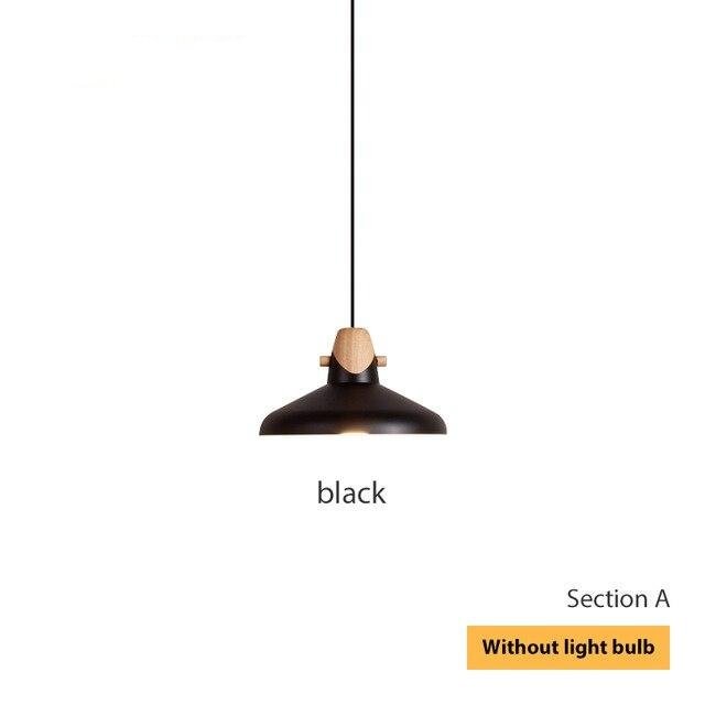 Nordic Pendant Lights Macaron Color Creative Single Head Solid Wood Lamps Aluminum Alloy Lampshade Indoor Home Lighting E27