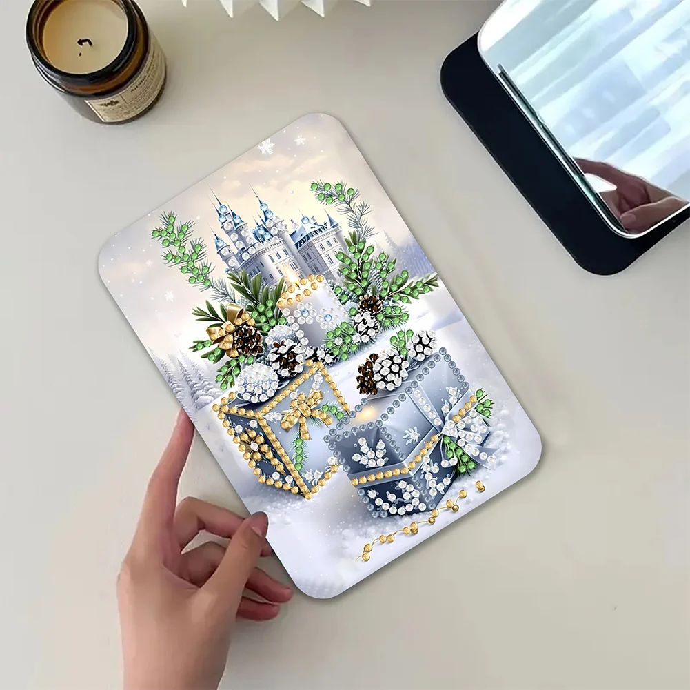 DIY Diamond Art Shiny Crystal Mirror Lightweight Standing Makeup Mirror (Castle)