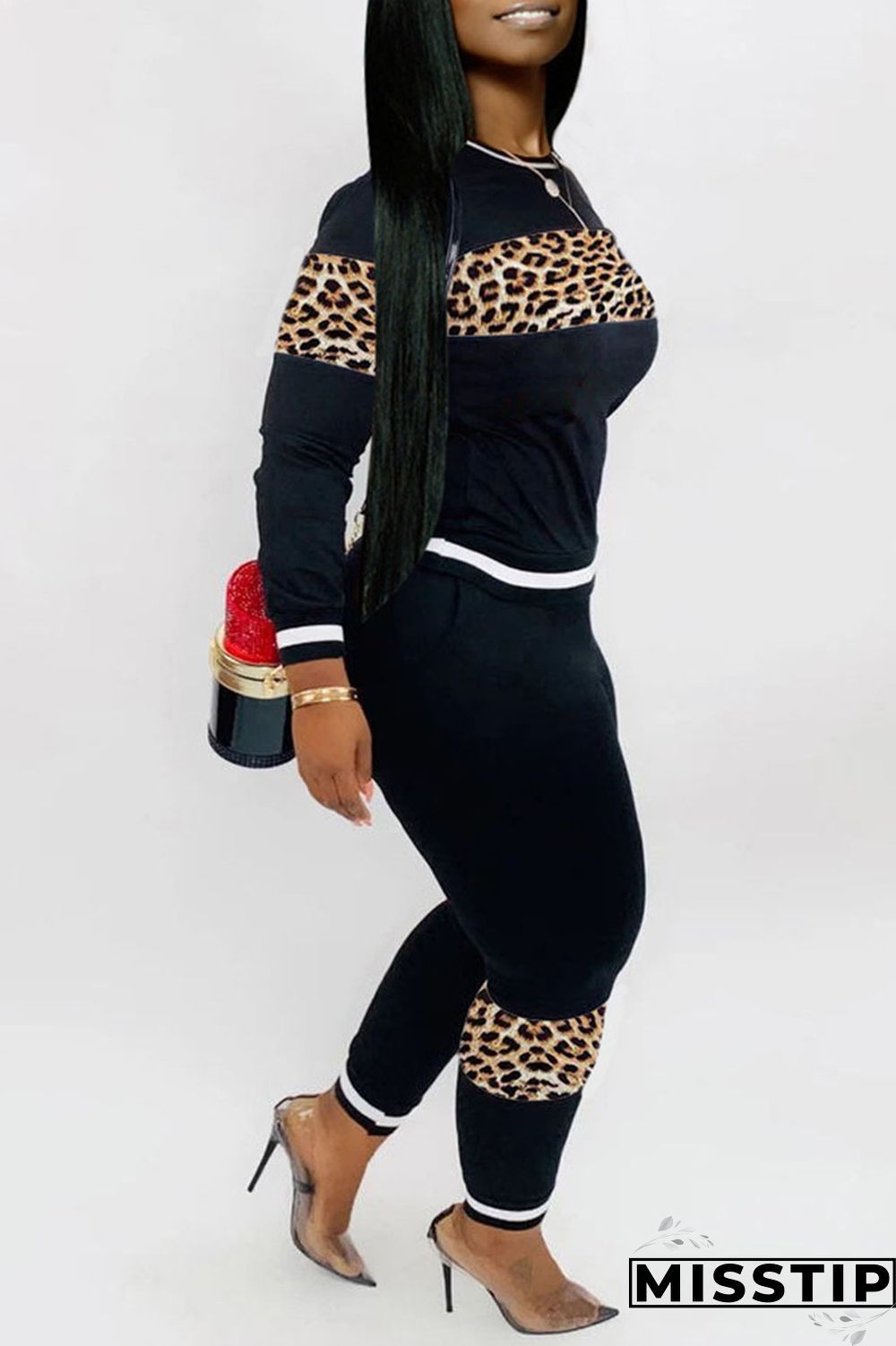 Blue Casual Print Patchwork O Neck Long Sleeve Two Pieces