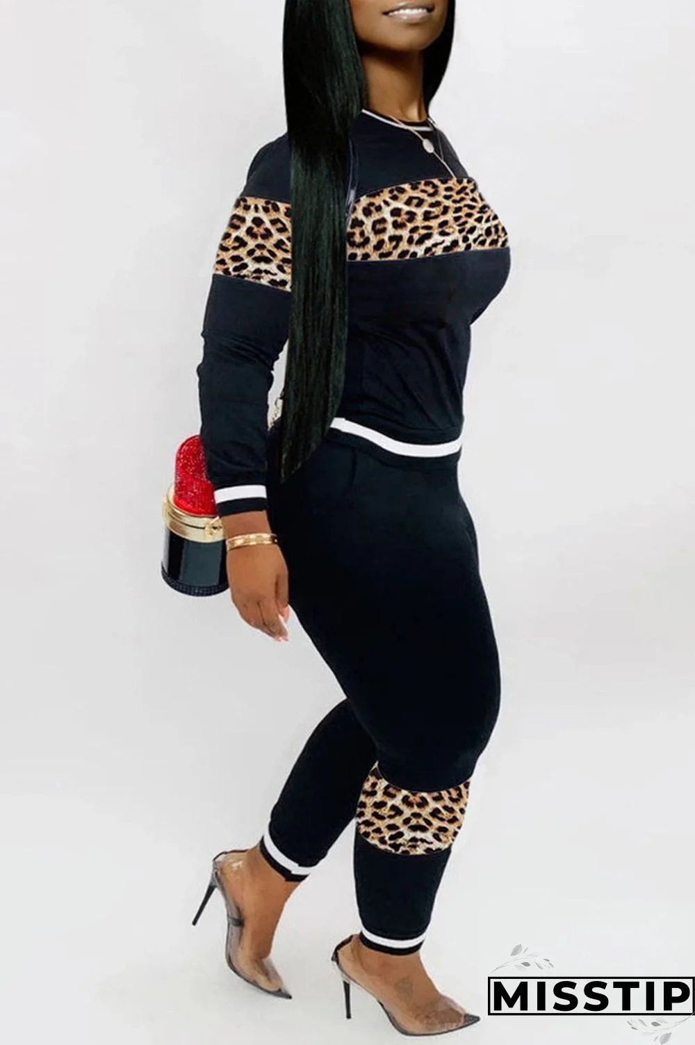 Blue Casual Print Patchwork O Neck Long Sleeve Two Pieces