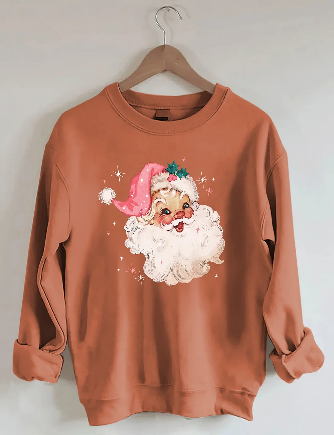 Retro Pink Santa Christmas Sweatshirt