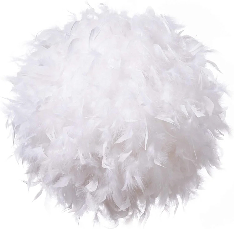 Waneway 15.7 inches Feather Lamp Shade for Ceiling Pendant Light, Lampshade for Table Lamp and Floor Lamp for Living Room, Bedroom, Wedding or Party Decoration, White